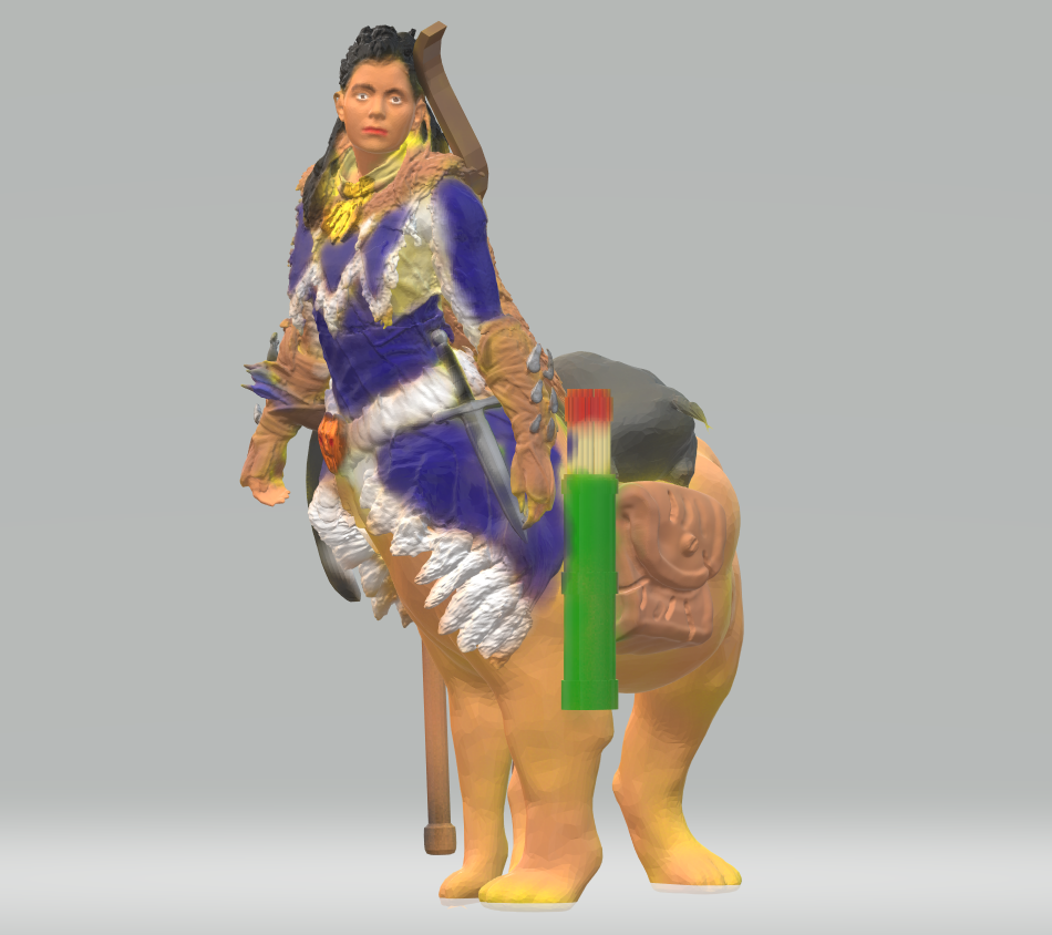 Lamia or Tauric Lion Huntress with giant rat meal