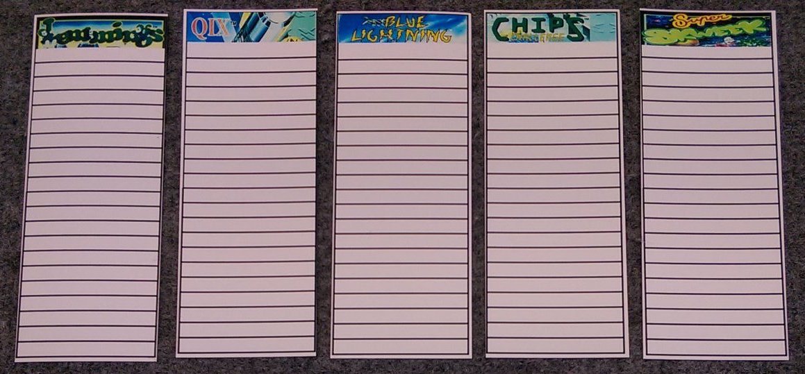 Game code cards for Atari Lynx