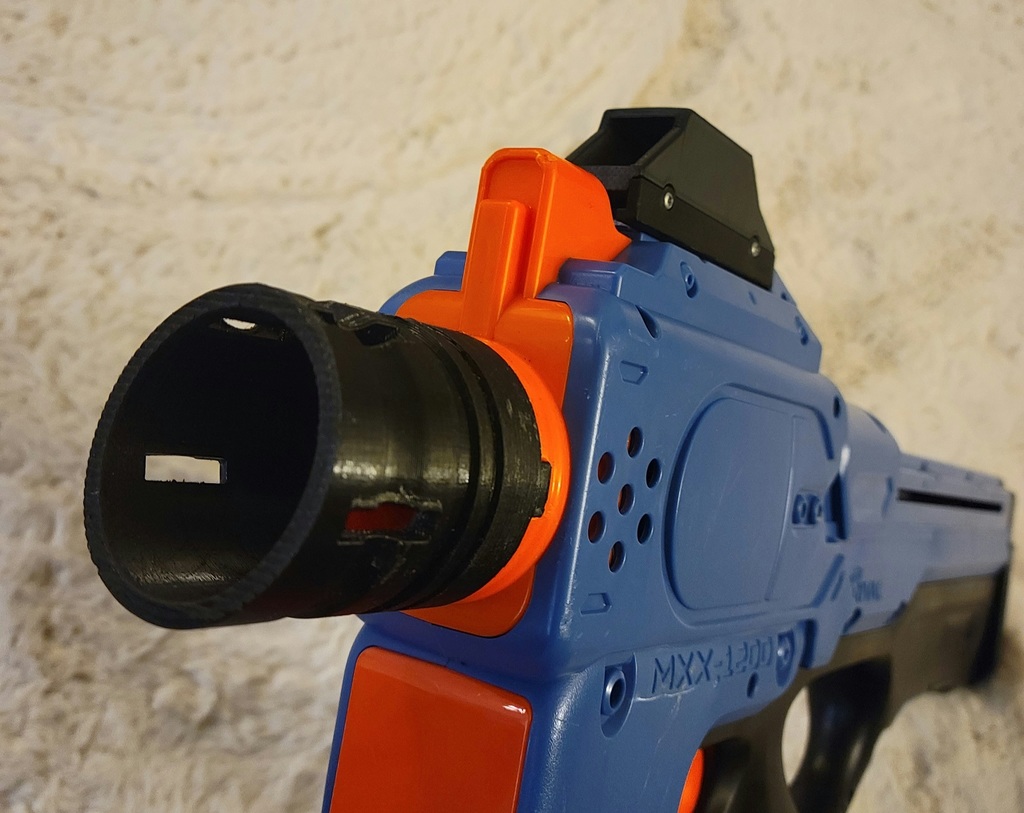 Nerf Rival Charger P90 Style Red Dot Sight and Muzzle Brake