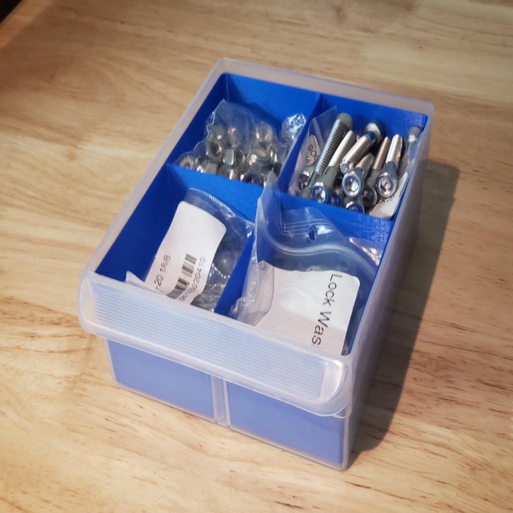Wide bin divider inserts for Akro-Mils small parts organizer 