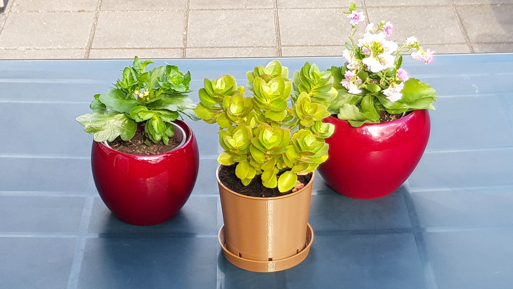 Classic Brown Plant Pot & Water Dish for 3D Printing