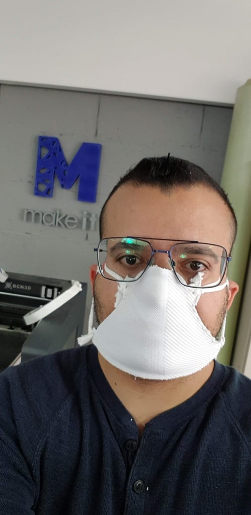 3D Printed TPU mask on fabric