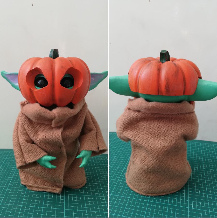 Pumpkin mask for baby Yoda 