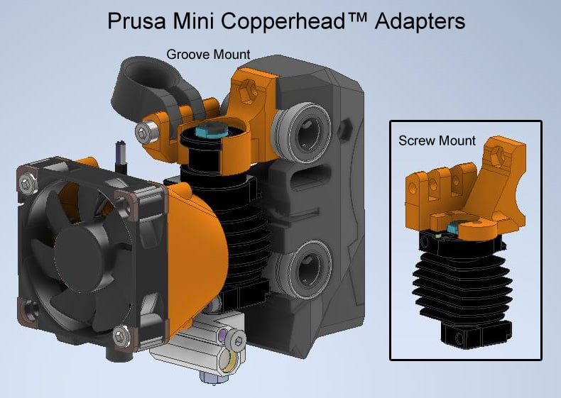 Prusa Mini Copperhead Hotend Adapters