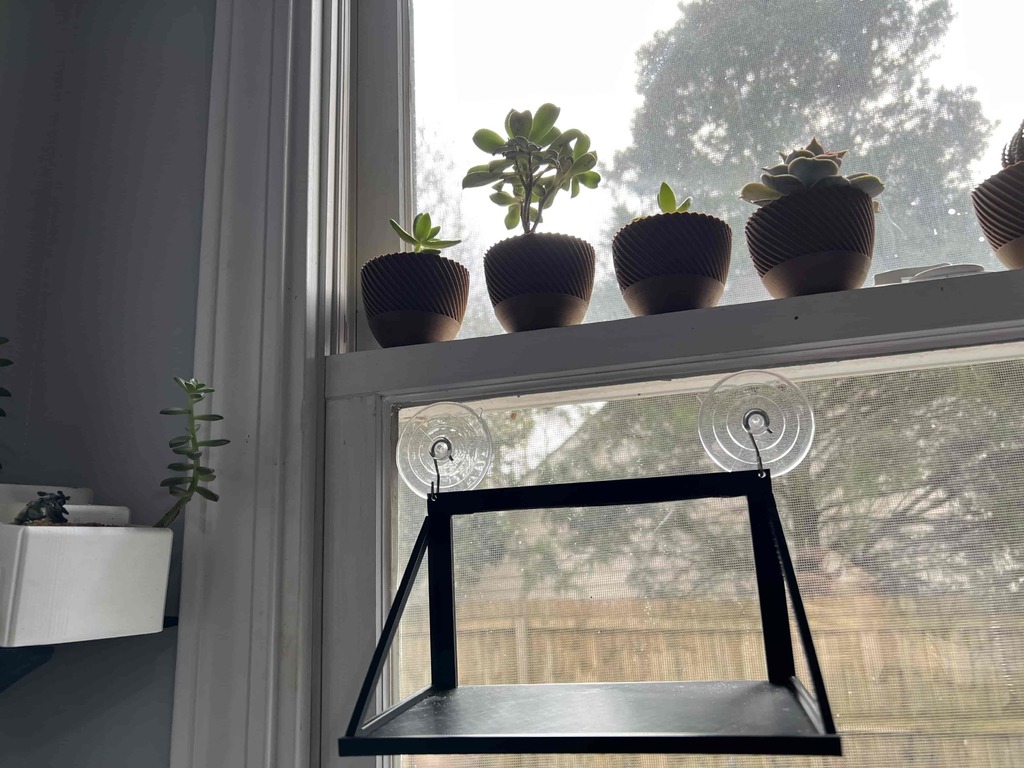 3D Print Display Shelf for Window - suction cup hook design