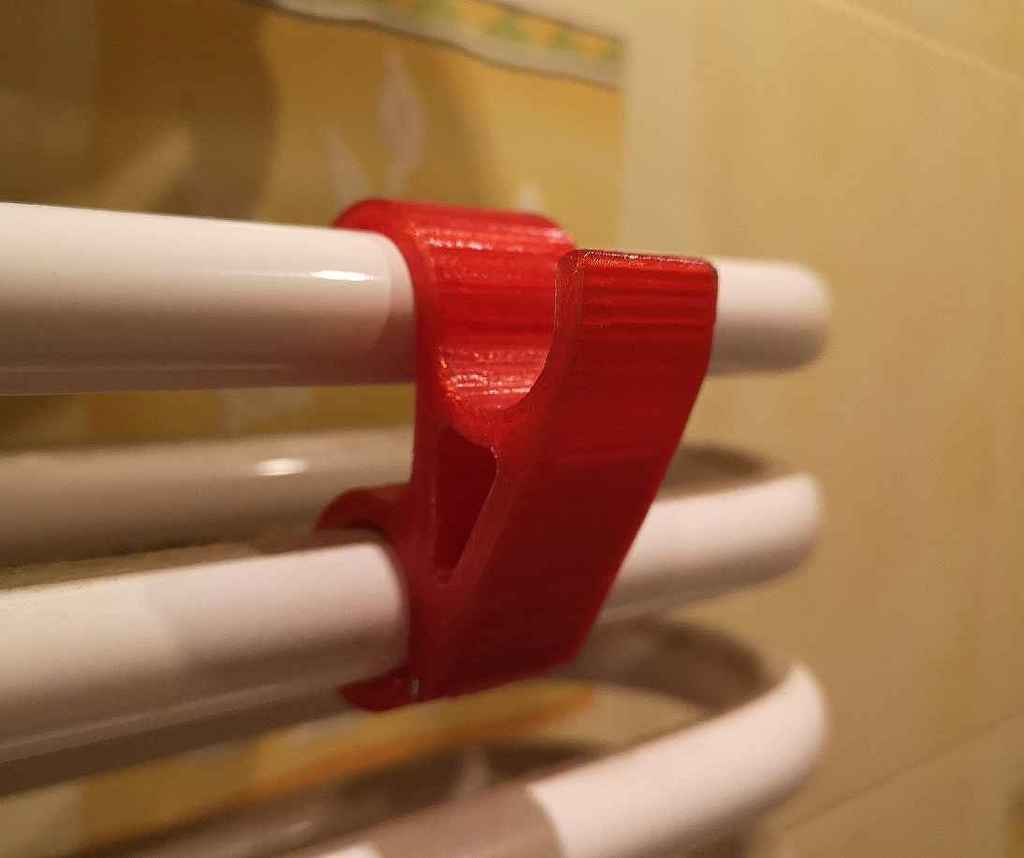 Bathroom radiator towel hook