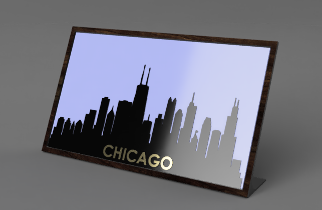 Chicago, Houston Skyline Frame and Desktop angled base