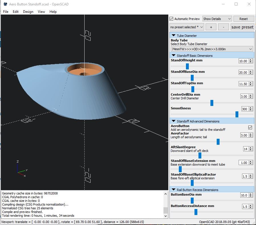 Configurable Model Rocket Rail Button Standoffs