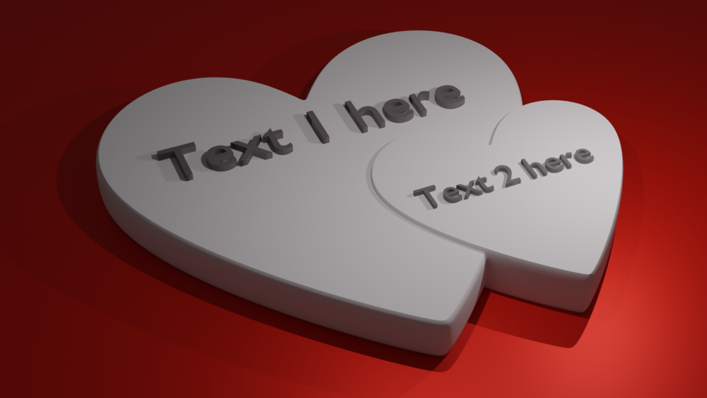 Heart with or without text (text editable in Blender) [Valentine's Day]