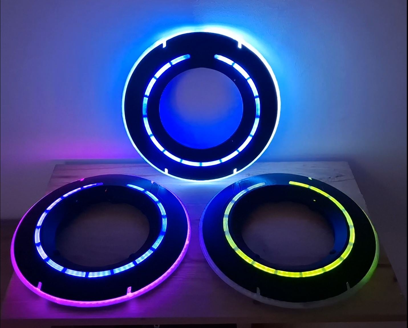 Budget Tron Legacy disc with bluetooth addressable RGB + Magnetic Backpack holder!