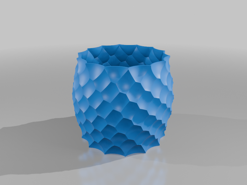 Curved Pot With Slanted Hexagons