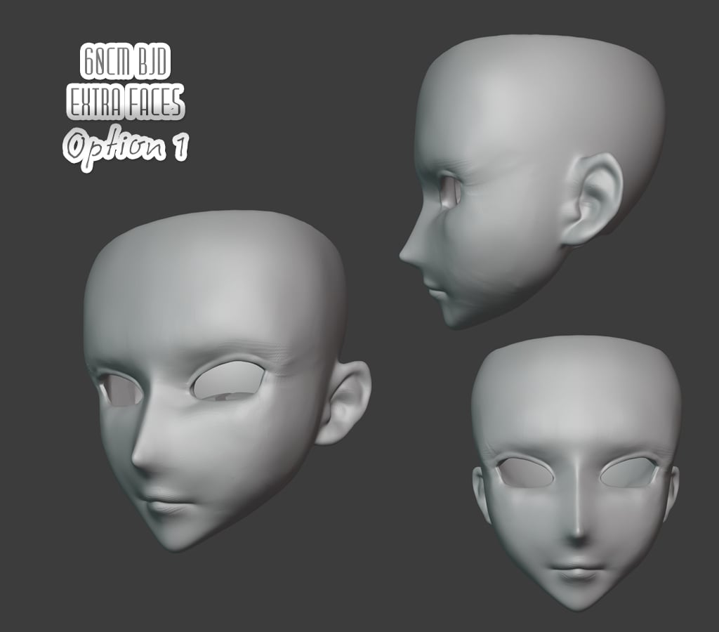Extra Heads for 60cm ball jointed doll BJD