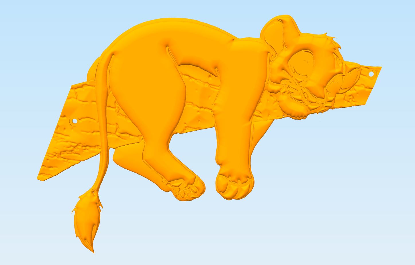 Sleeping Simba - King lion bas-relief customizable