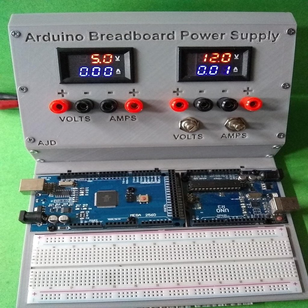 Arduino Mega and or Uno Prototyping Breadboard Holder and Power supply
