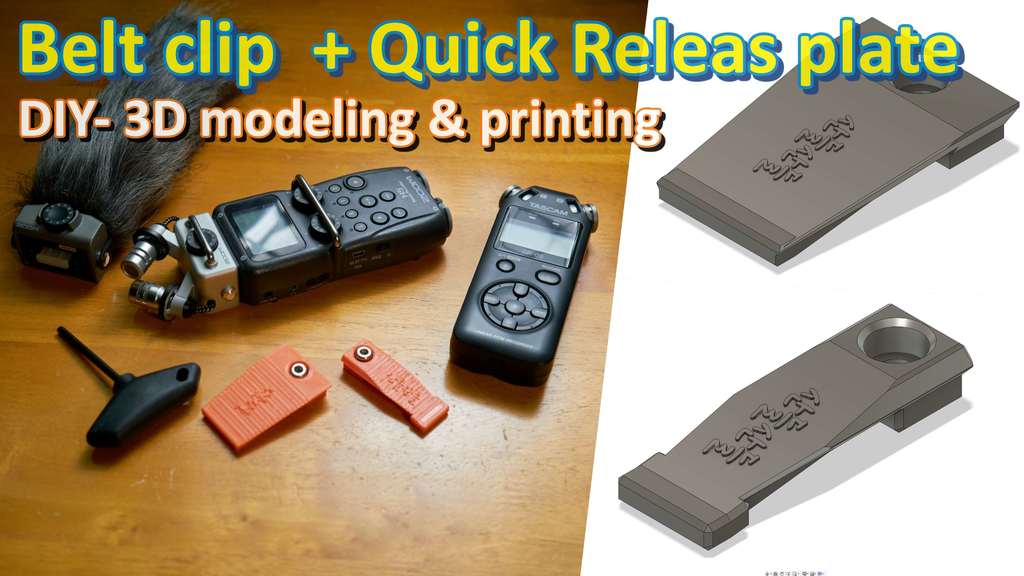 Belt clip & quick Release plate (Arca swiss, NATO rail), "Easy fixation of portable devices"