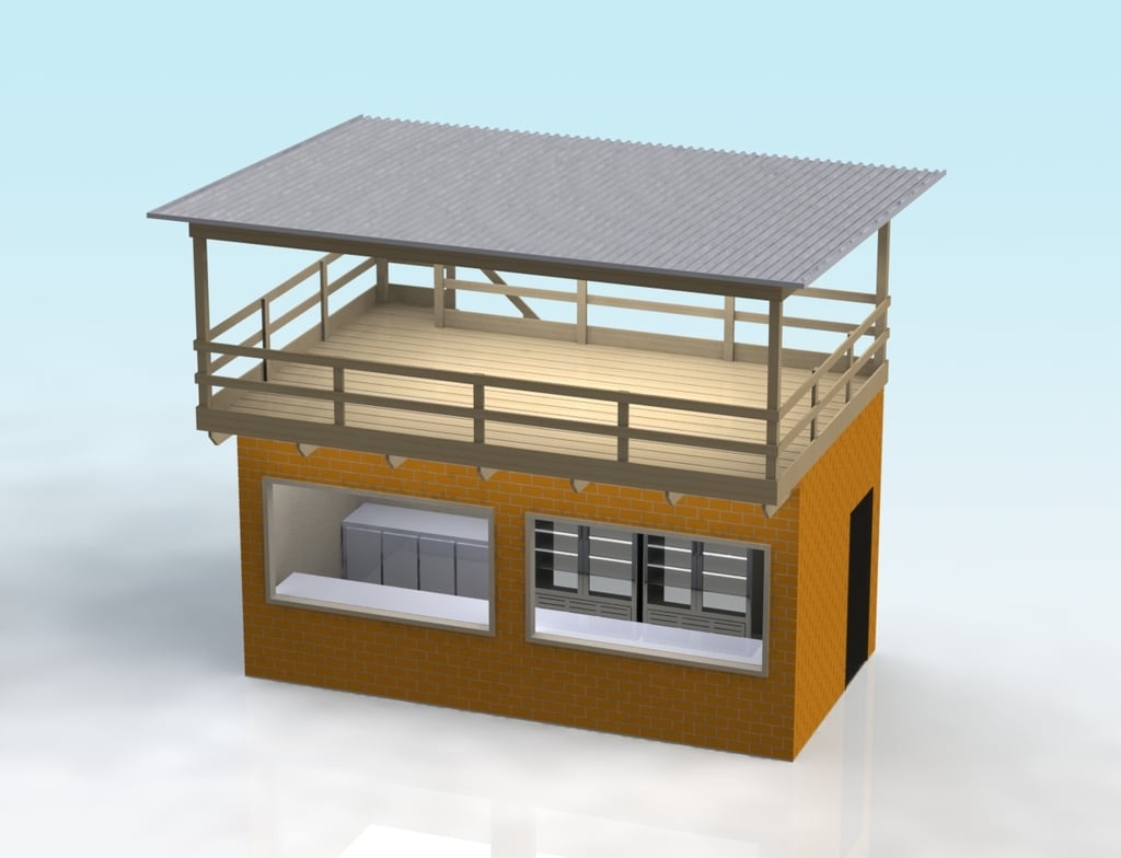 1:32 SCALE FACE-BRICK BUILDING WITH ROOF DECK
