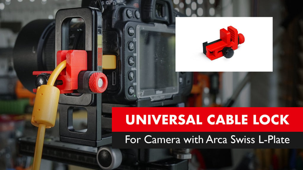 Camera Tether USB/HDMI Cable Lock for Arca Swiss L-Plate