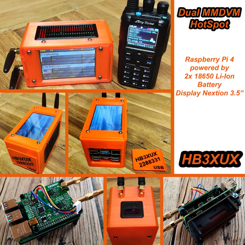 Case for Dual MMDVM with Raspberry Pi 4 and 18650 Li-Ion