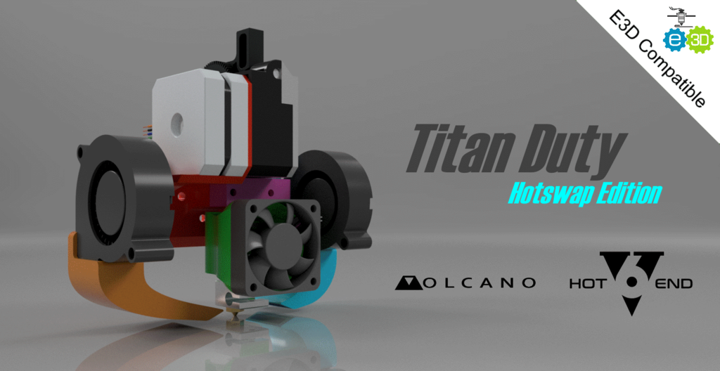 Titan Duty Hotswap Edition Dual 5015 Fan E3DV6/Volcano mount for CR-10/Ender-3 carriage with Titan direct extruder