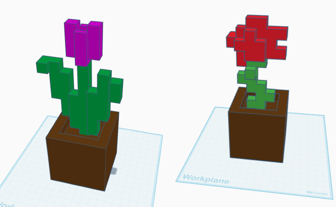 Minecraft Flower Pot  -  VERSION 2.0  -  (Tulip and Rose)
