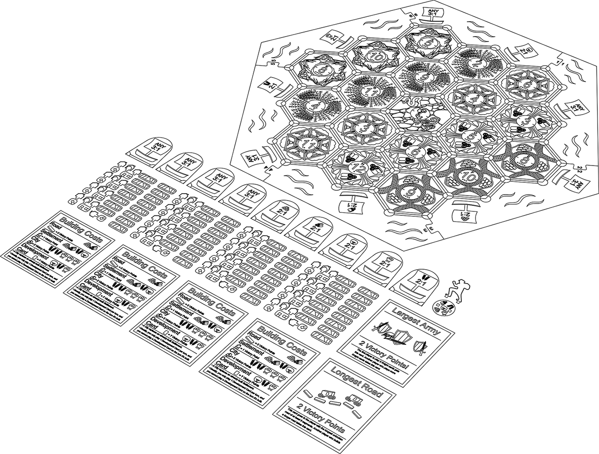 Settlers of Catan Lasercut Board and Pieces