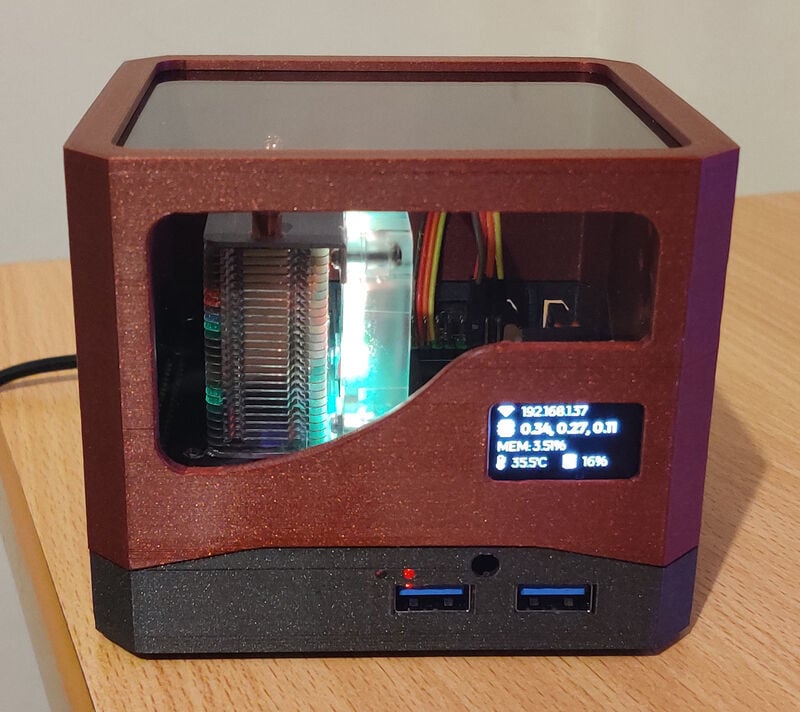 Custom Raspberry Pi 4 Build - Mini Box Server with Ice Tower Cooler, OLED Status Display and Argon One Extender Board