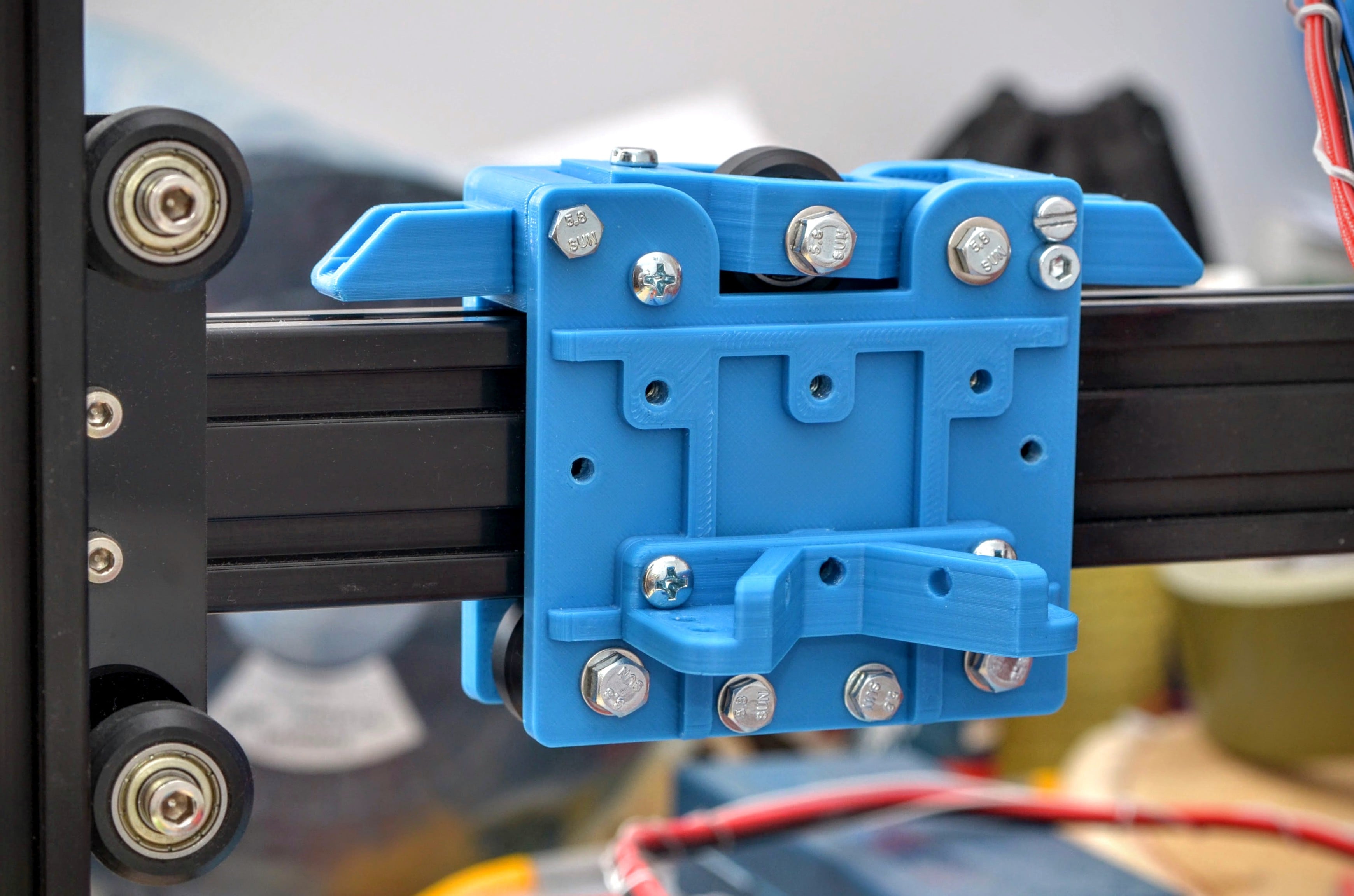 Modular carriage for 40x20 rails (using 3 solid V wheels)