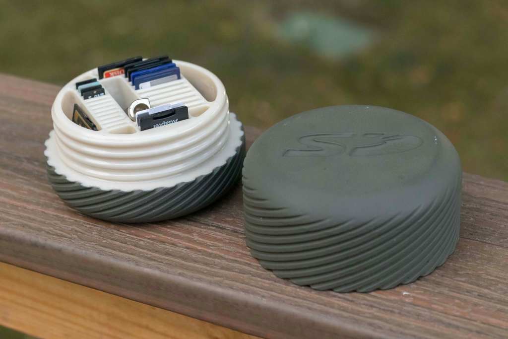 Two Part Threaded SD Card Storage Case