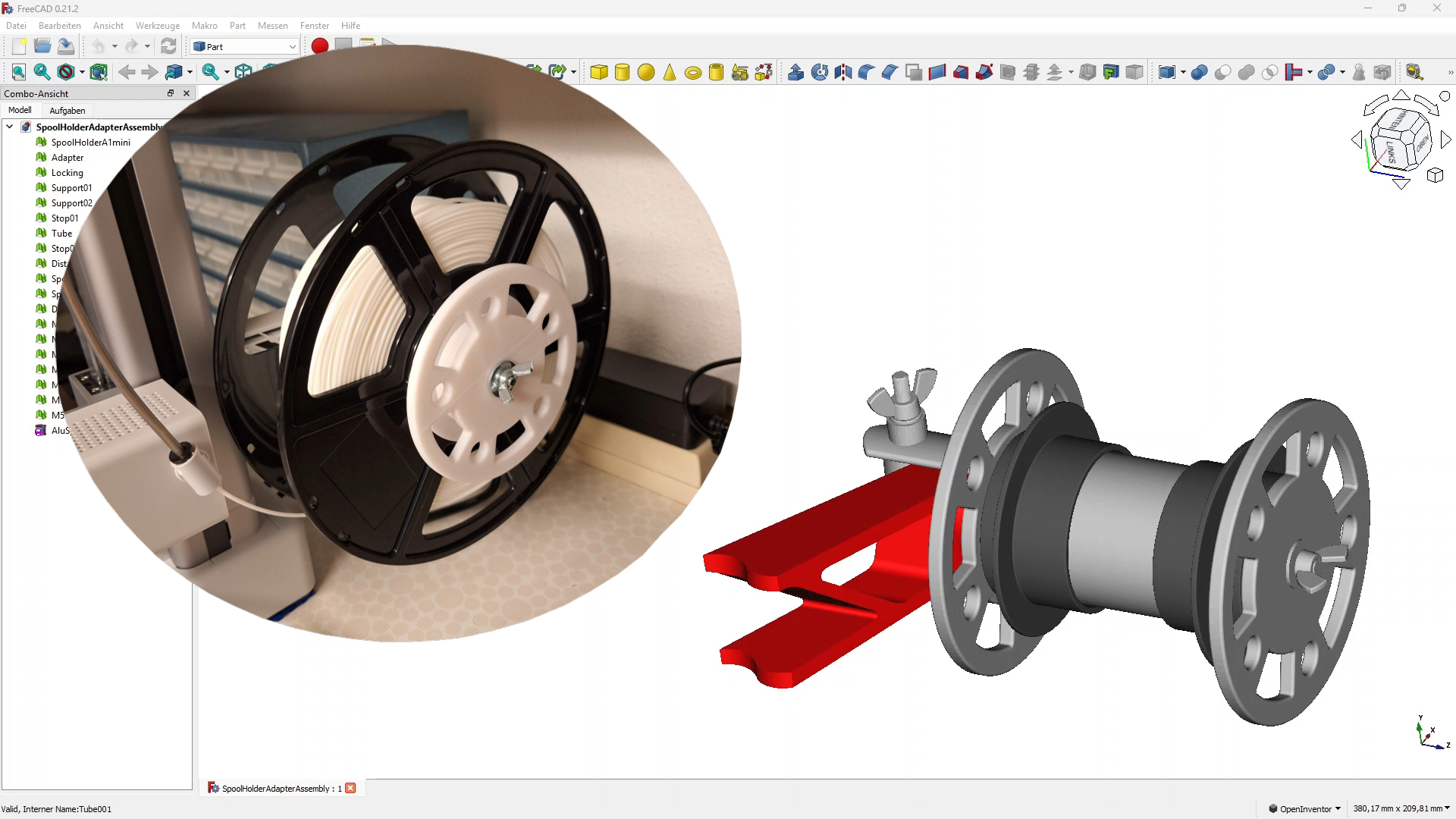Spool holder adapter for Bambu Lab A1 mini.