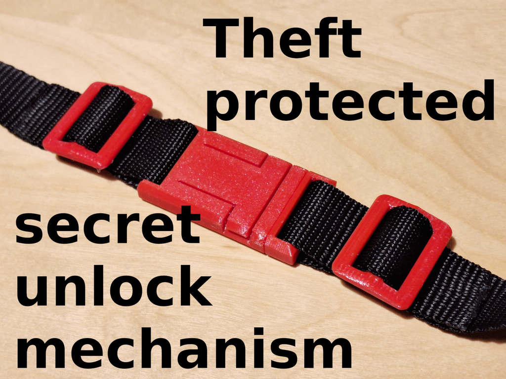Theft protected strap buckle - Strap tensioner addon