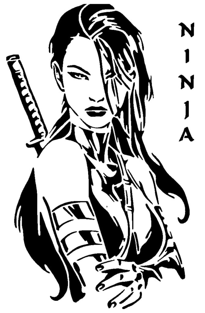 Ninja girl stencil