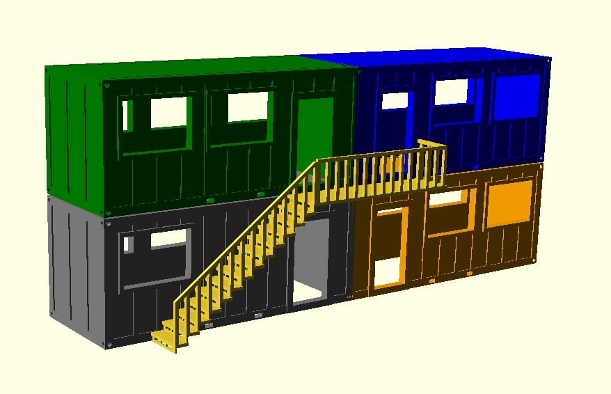 Staircase for adjacent office containers HO