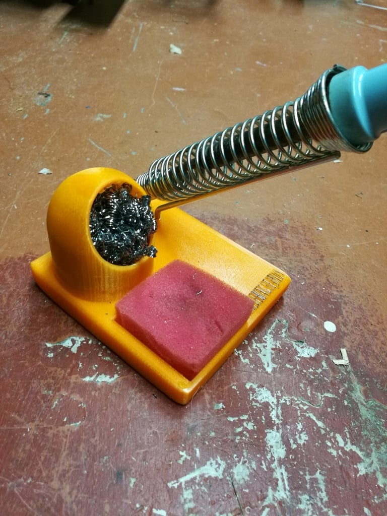 Soldering holder for spoge, steel wool and soldering iron
