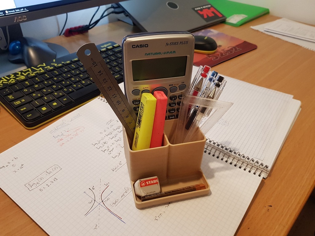 Desk organizer with calculator