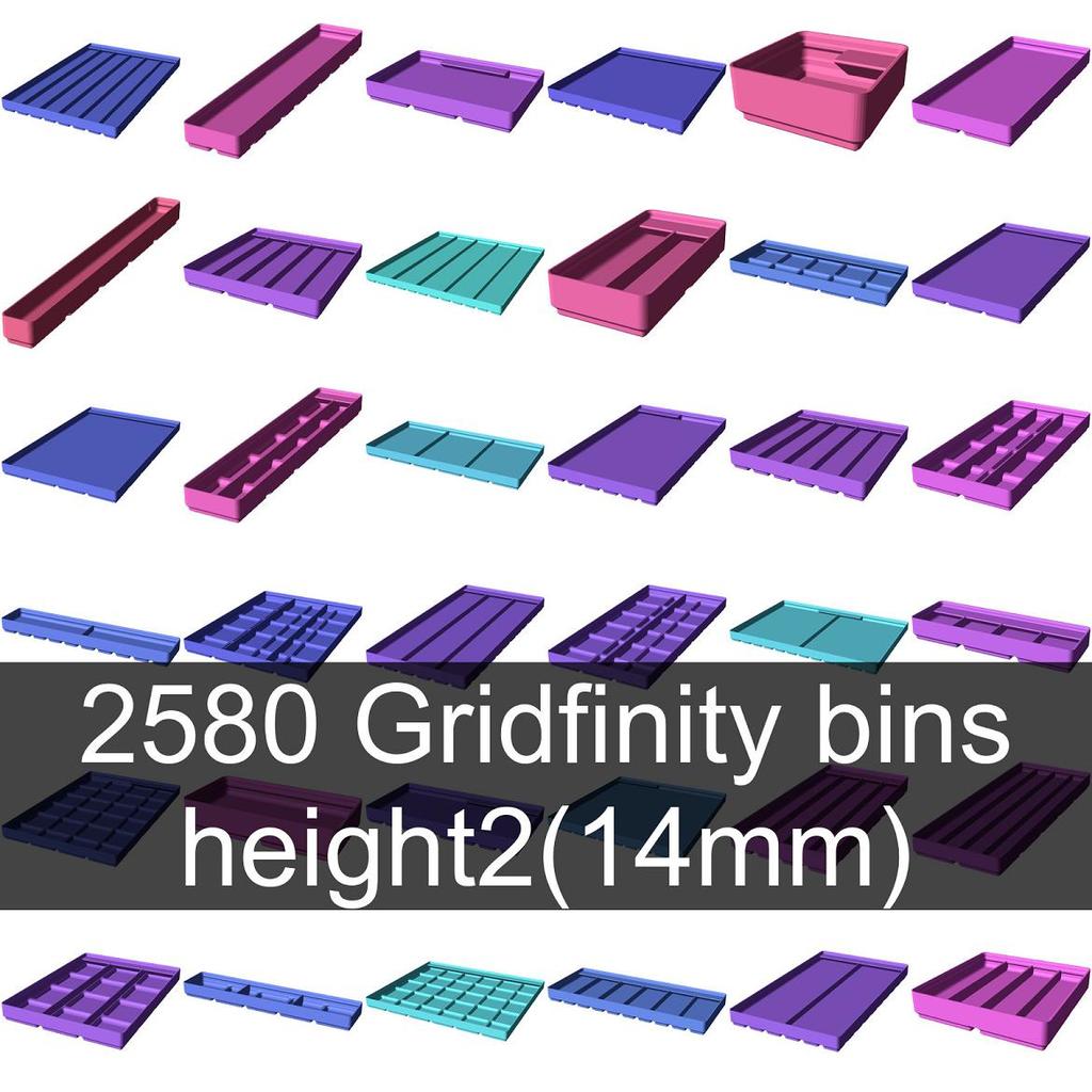  Gridfinity bins - height 2 (14mm) 