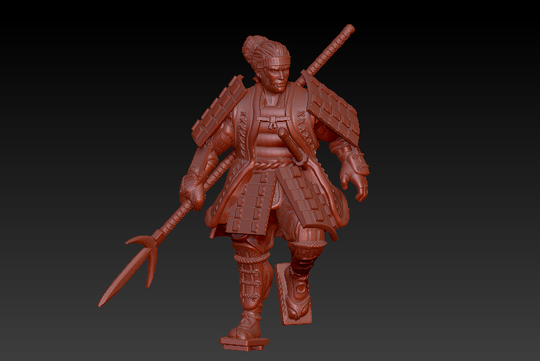 Samurai with armour, yari and haori