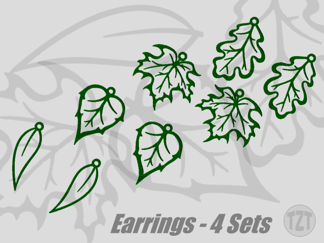 Spring Leaf Earrings - 4 Sets, Jewelry, Pendant, Wearable