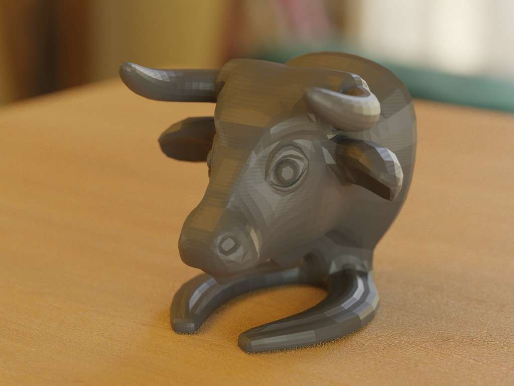 bull head statue on stand