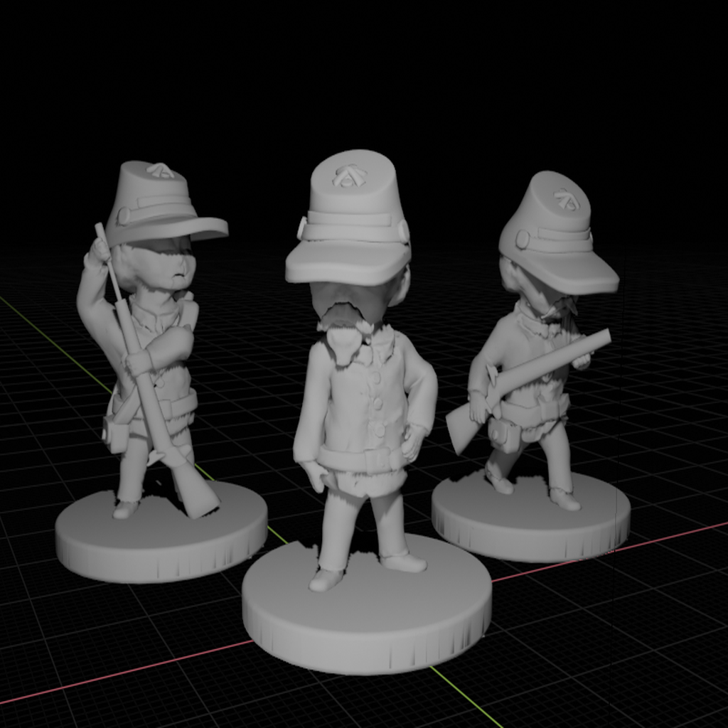 Confederate Soldiers in Comic Style: Set 1 + Blender Rig