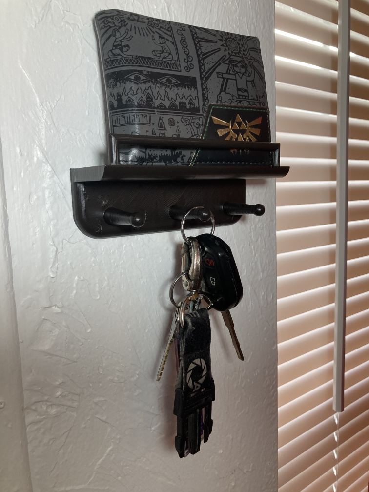 Mounted 3 Hook Key Holder with Shelf