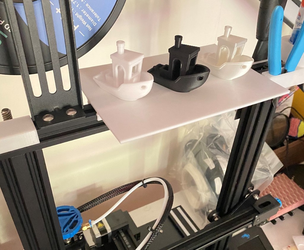 Shelf for holding benchies above your 3D printer