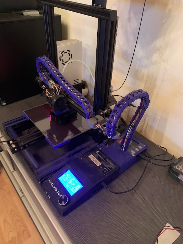 Cable chain - X and Z axis for Anycubic Mega Zero 2.0 + raspberry pi enclosure