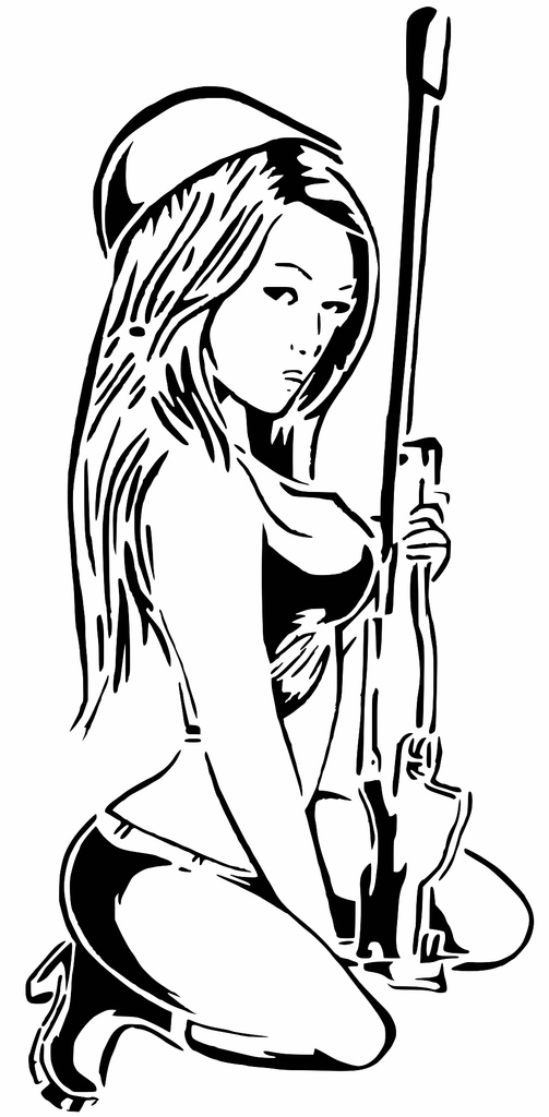 Gun Girl stencil 6