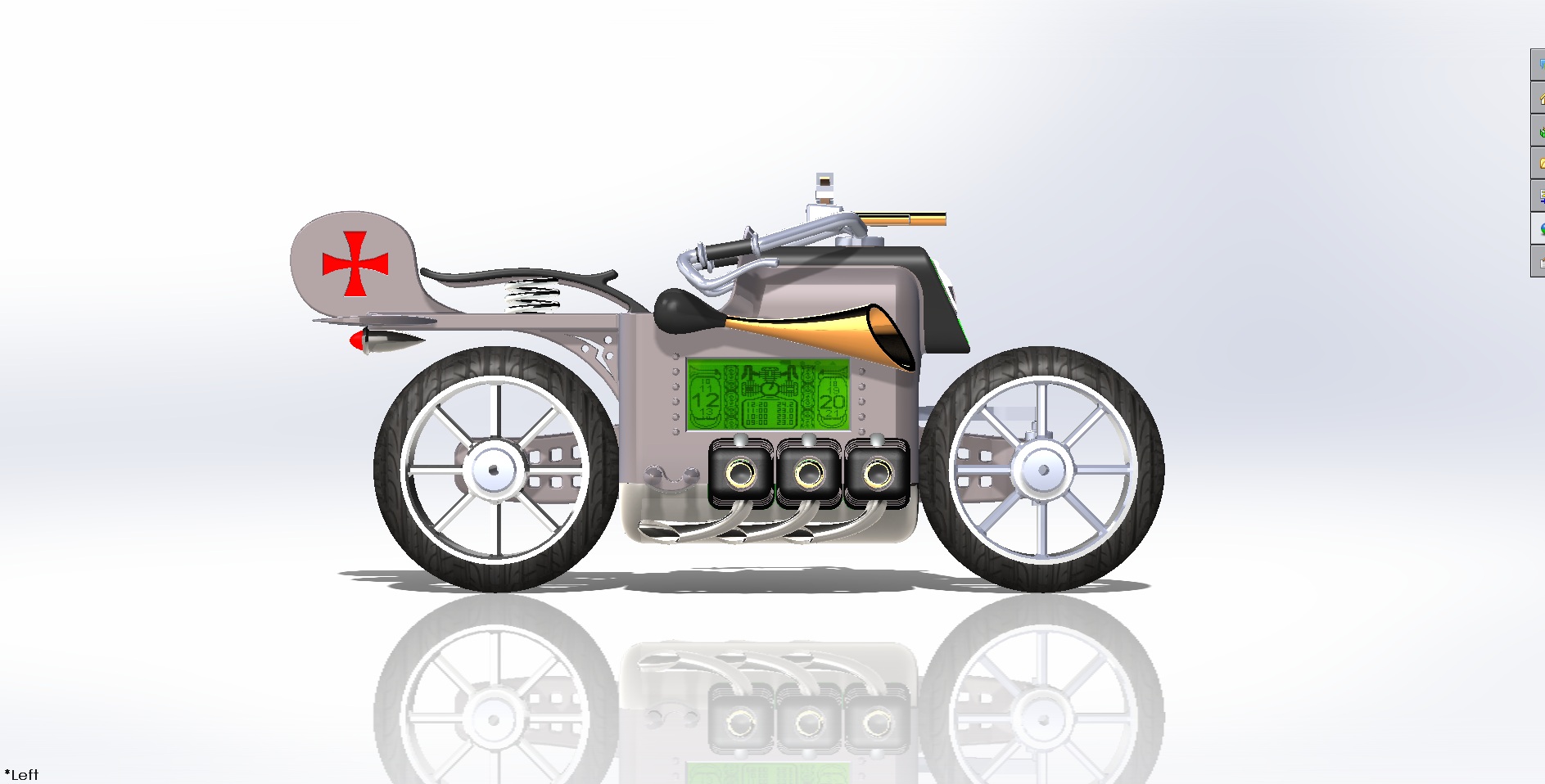 Dieselpunk Motorbike - Digital Table Clock Case