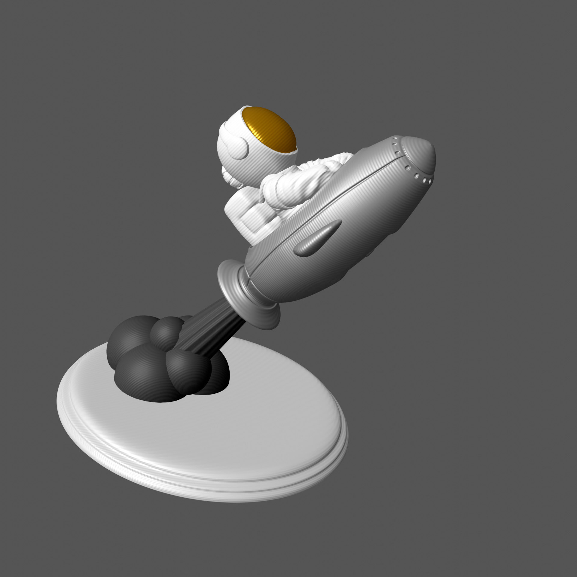 Astronaut takes off on a rocket printable chibi model