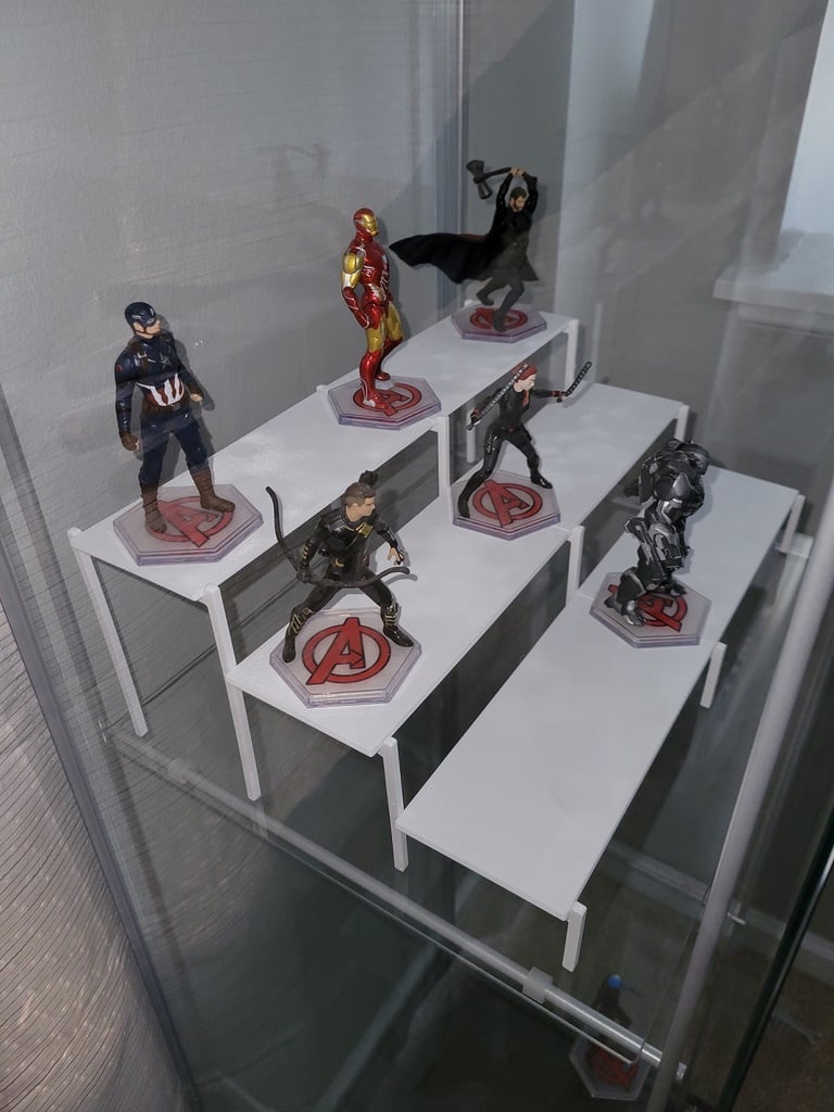 Collection Figure Display Steps for IKEA DETOLF Glass Cabinet. Figurine Display Steps