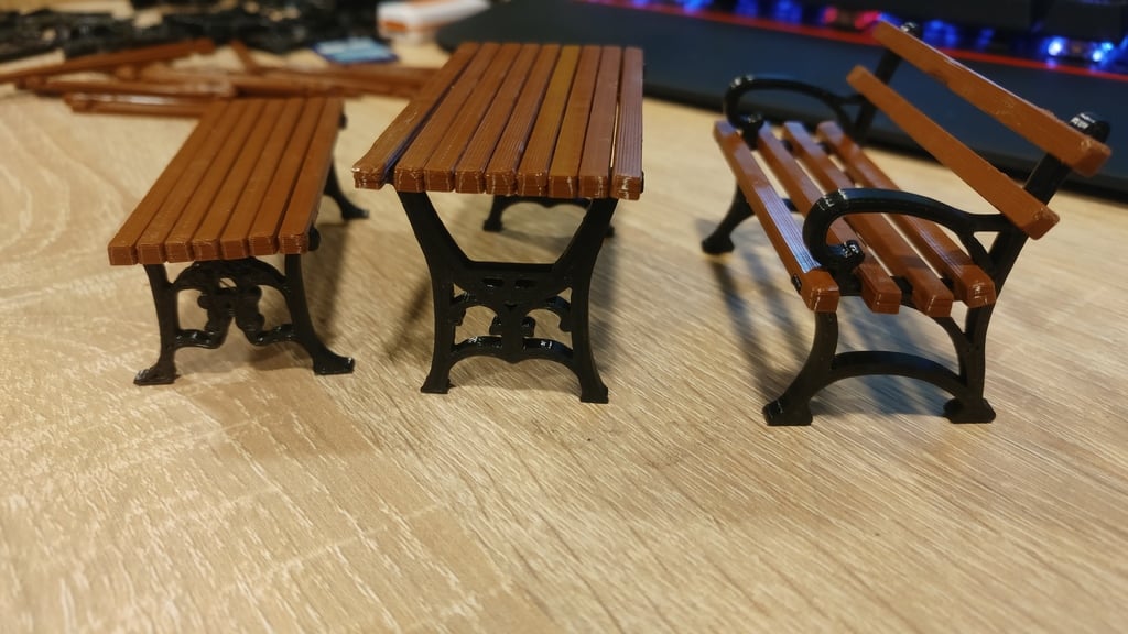 Bench and table models for the park