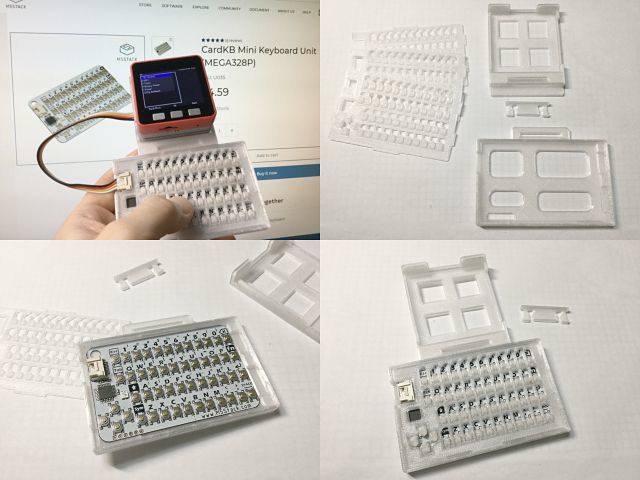 Thumb type keyboard frame for M5Stack / Wio Terminal +  Battery Chassis & CardKB