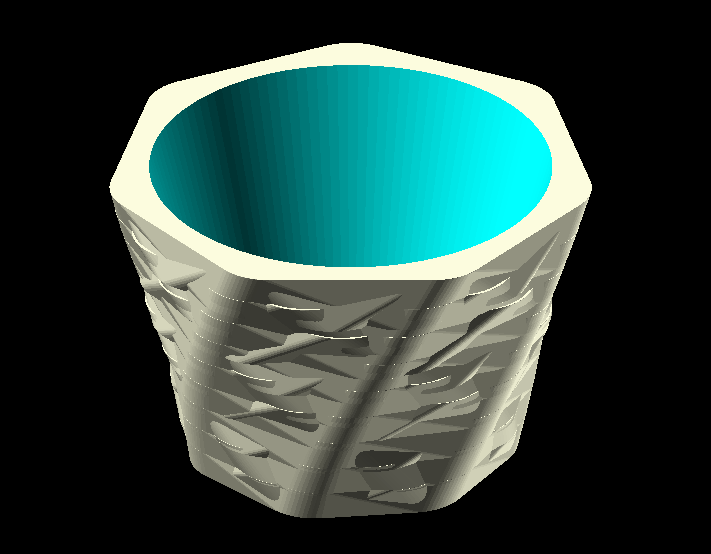 Cache Pot Twisted, Heptagonal, Parametric