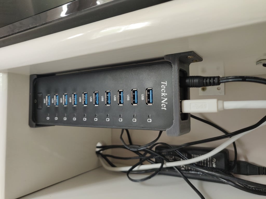 TeckNet 10-port USB hub under-desk mount